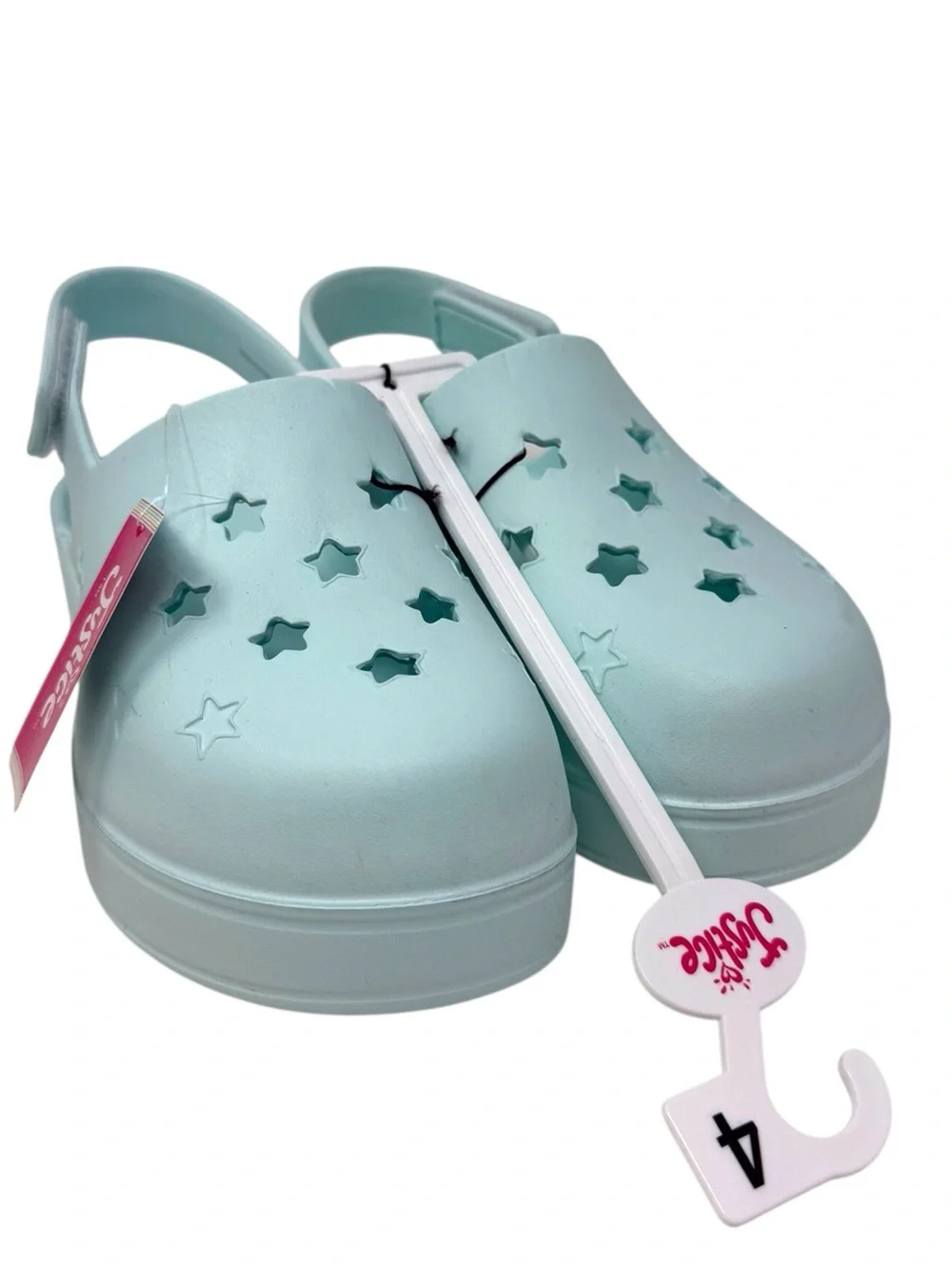 Justice Mint Green Star Clog Sandals girls size US 4 /EU 36 NWT